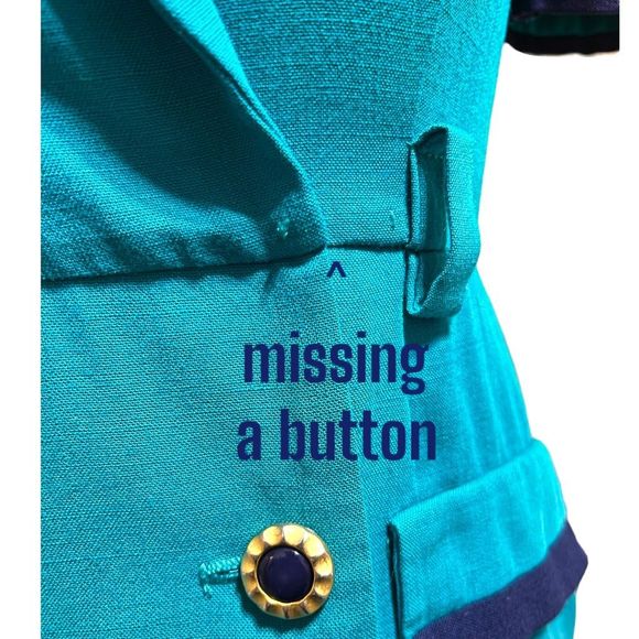 Vintage Green mini Pencil Dress 80s Button Up Sheath - Picture 5 of 8
